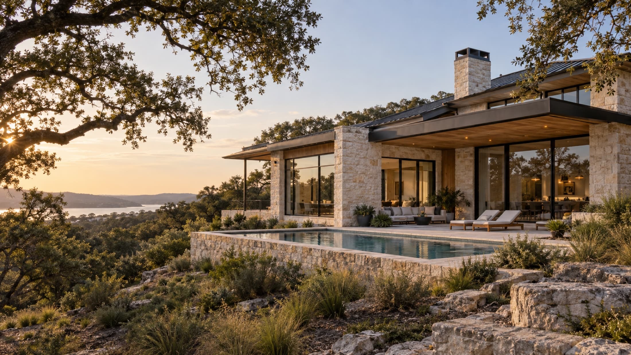 Conceptual Hill Country home addition overlooking Lake Travis